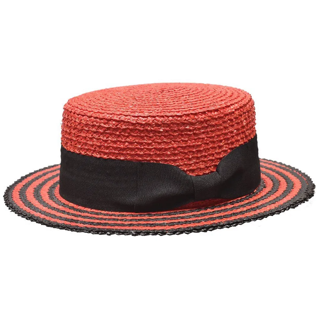 Boater Italia Flat Hard Straw Hat by Bruno Capelo