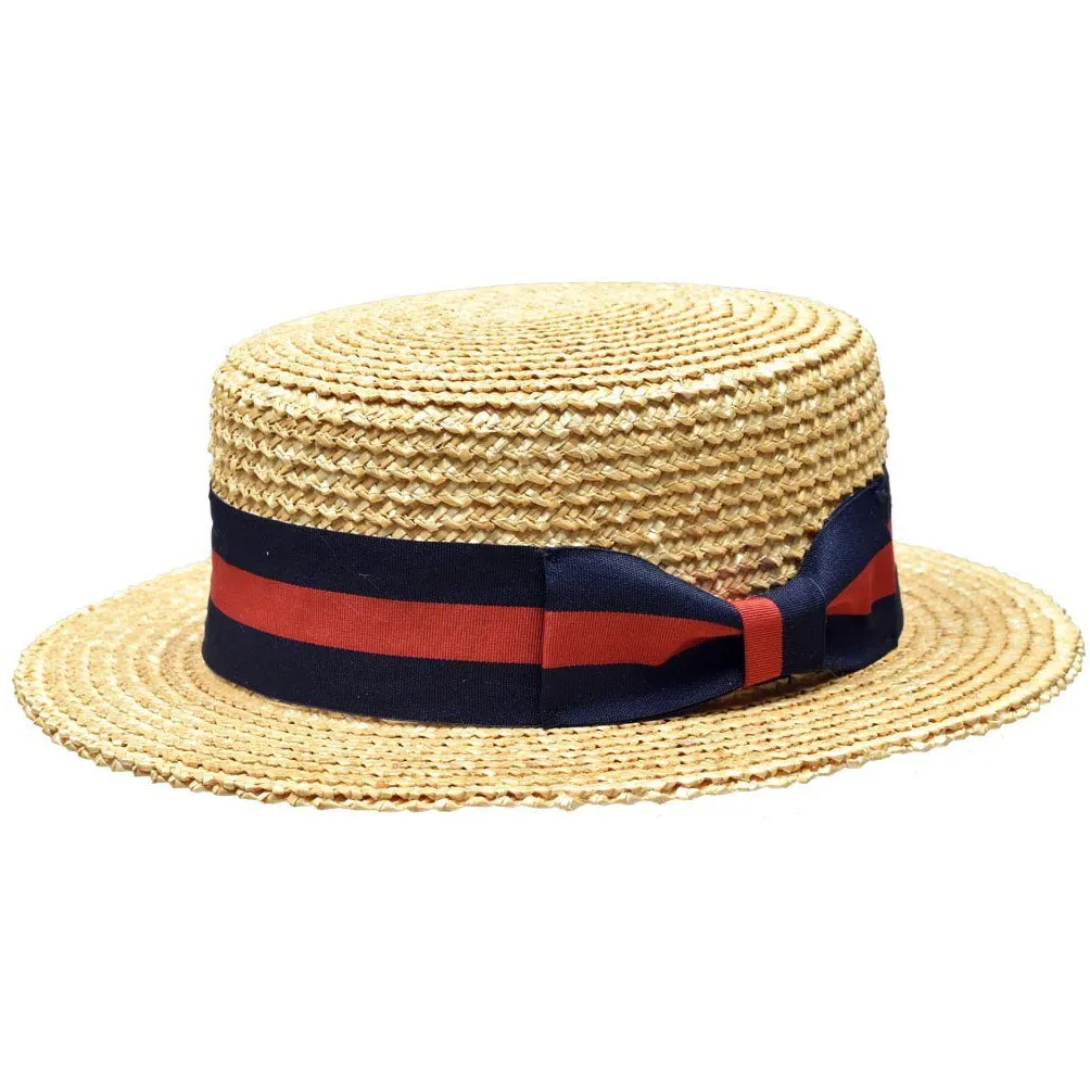 Boater Italia Flat Hard Straw Hat by Bruno Capelo