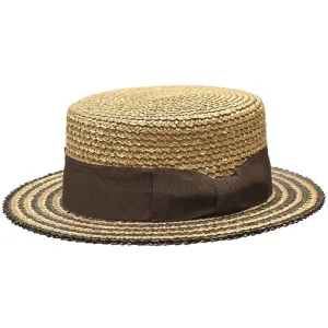 Boater Italia Flat Hard Straw Hat by Bruno Capelo