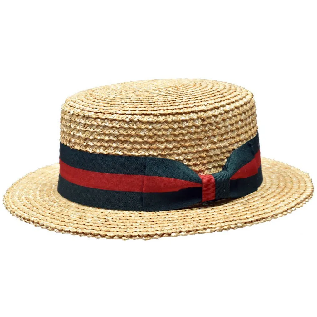 Boater Italia Flat Hard Straw Hat by Bruno Capelo