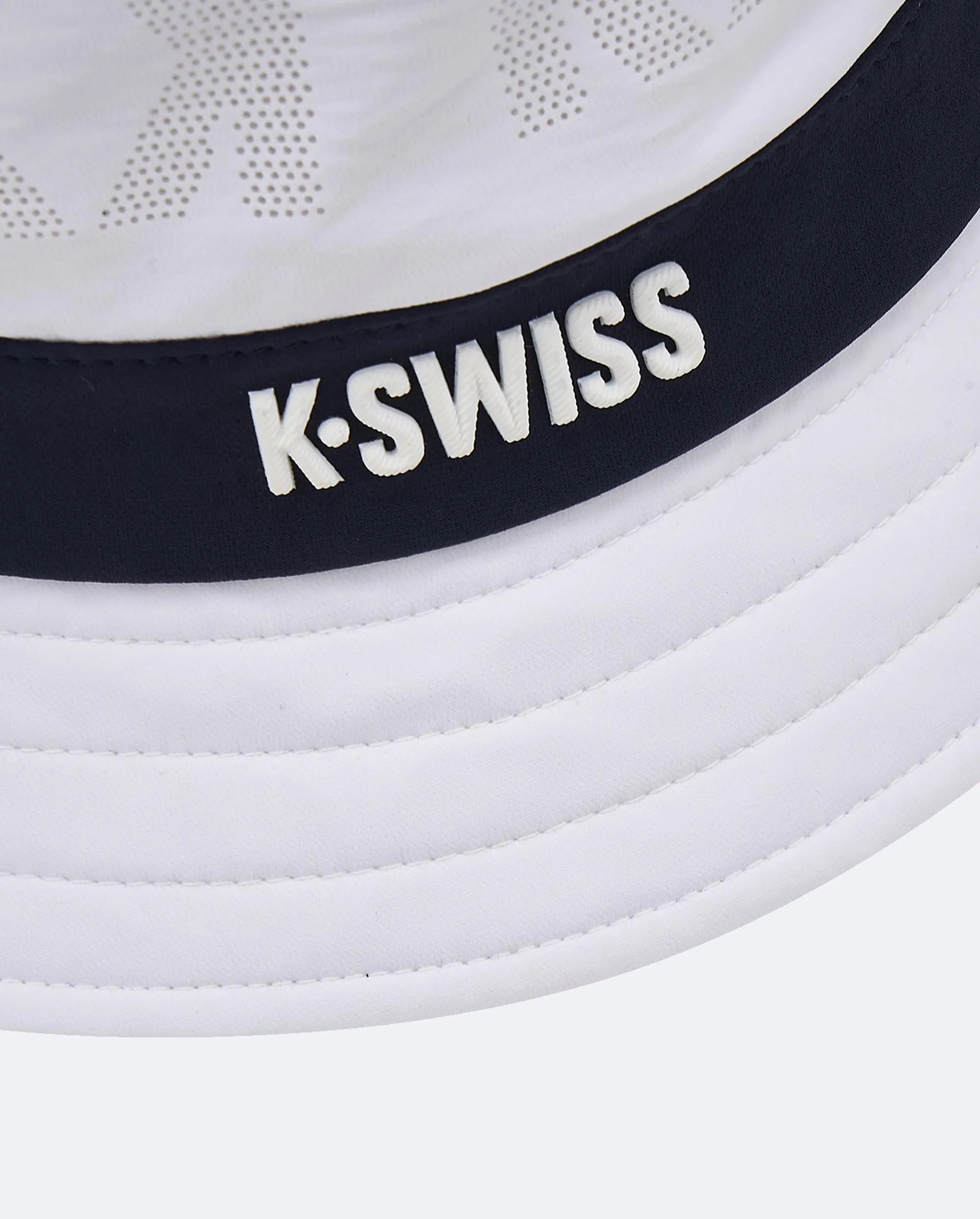 C3410-101 | K-SWISS LOGO STRIPED BUCKET HAT | WHITE/WHITE