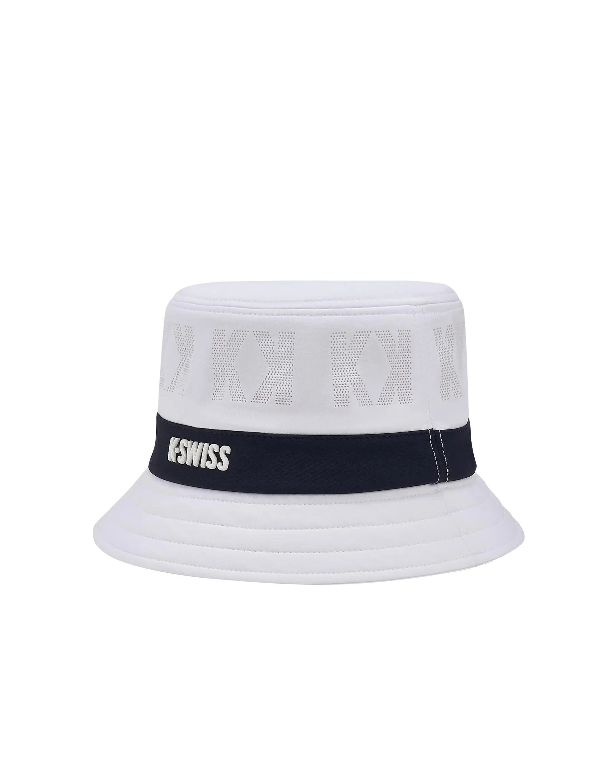 C3410-101 | K-SWISS LOGO STRIPED BUCKET HAT | WHITE/WHITE