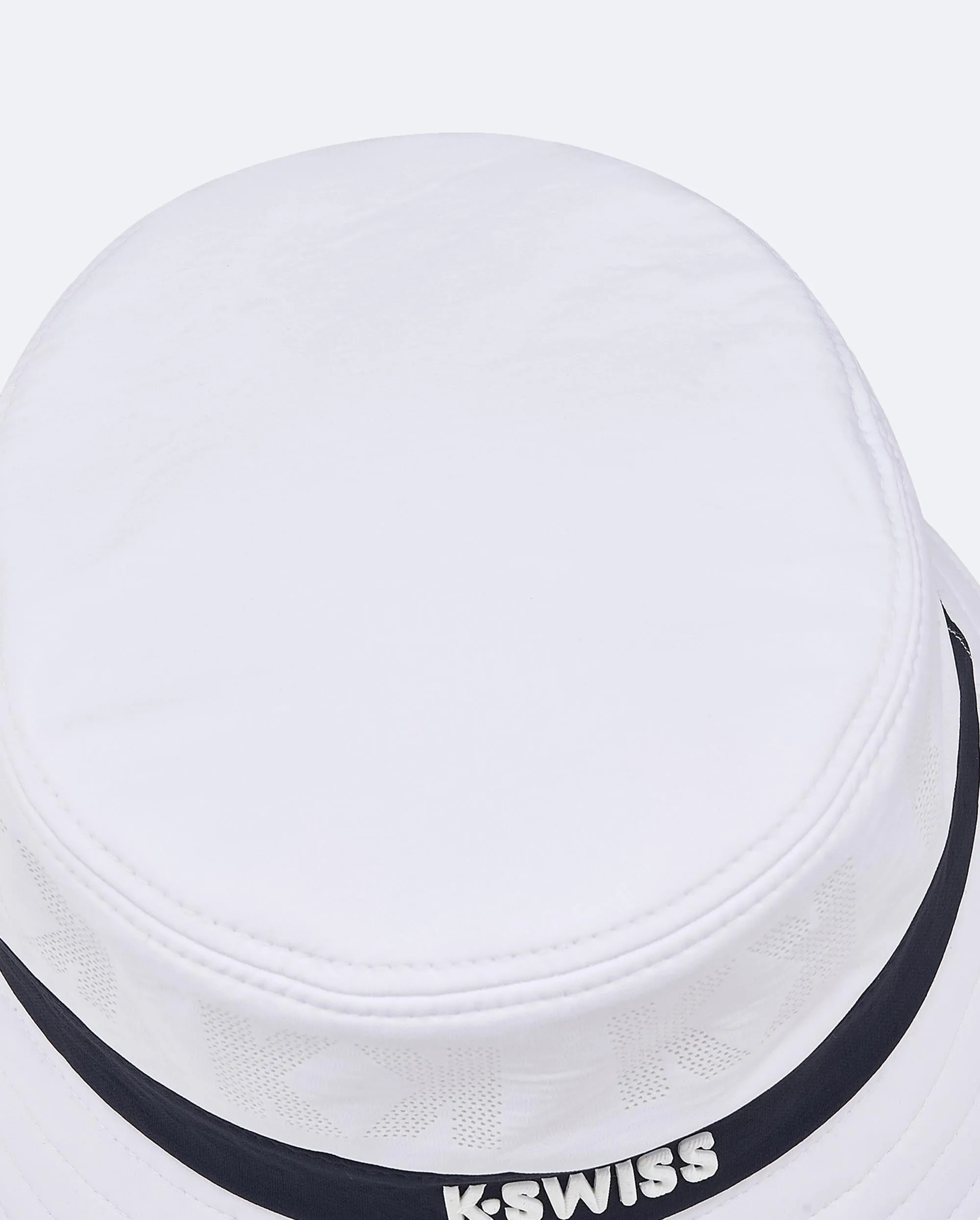 C3410-101 | K-SWISS LOGO STRIPED BUCKET HAT | WHITE/WHITE