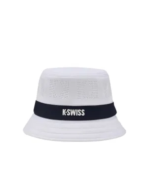 C3410-101 | K-SWISS LOGO STRIPED BUCKET HAT | WHITE/WHITE