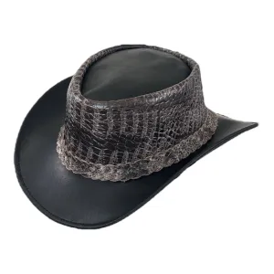 Monty Genuine Leather Outback Embossed Crocodile Cowboy Hat