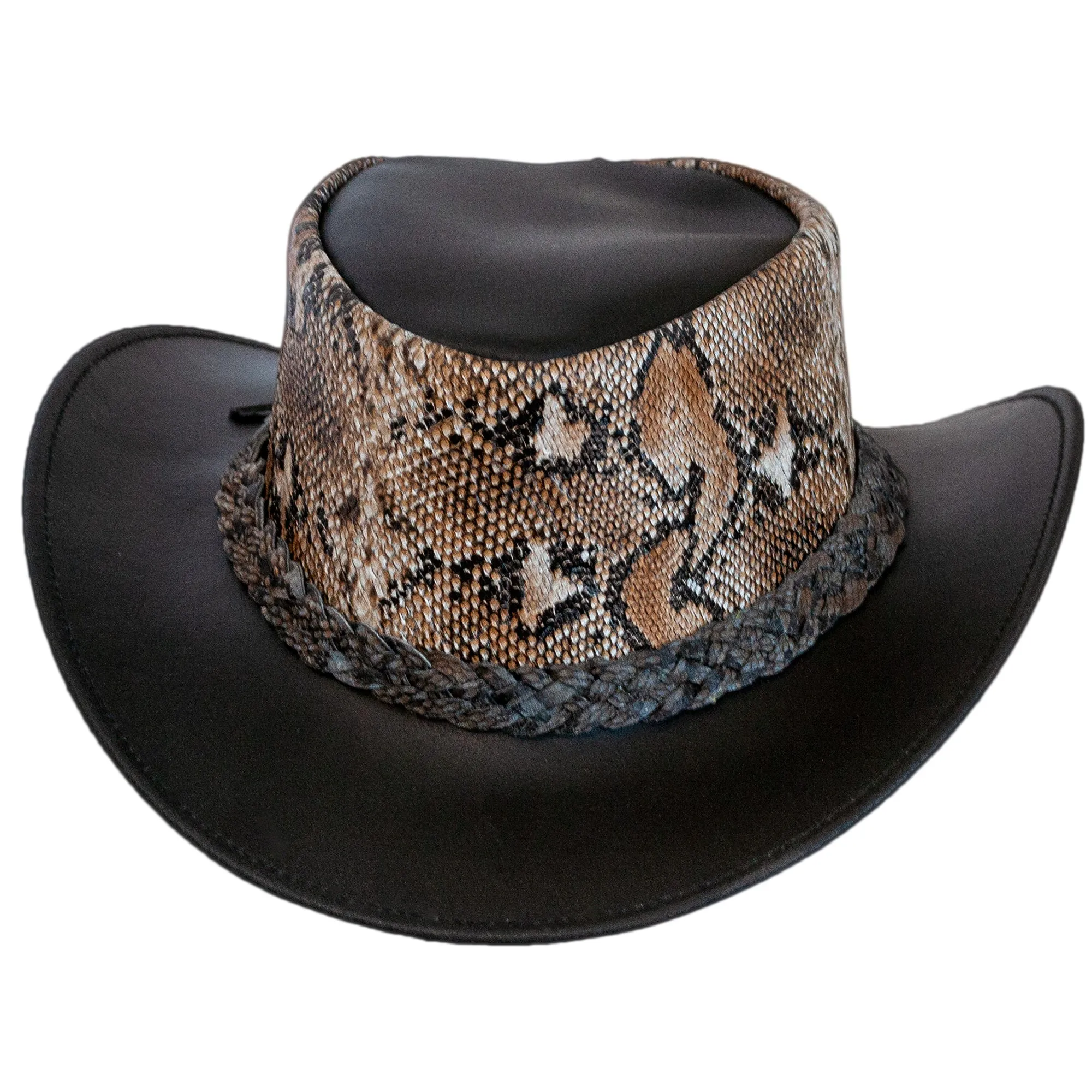 Monty Genuine Leather Outback Embossed Crocodile Cowboy Hat