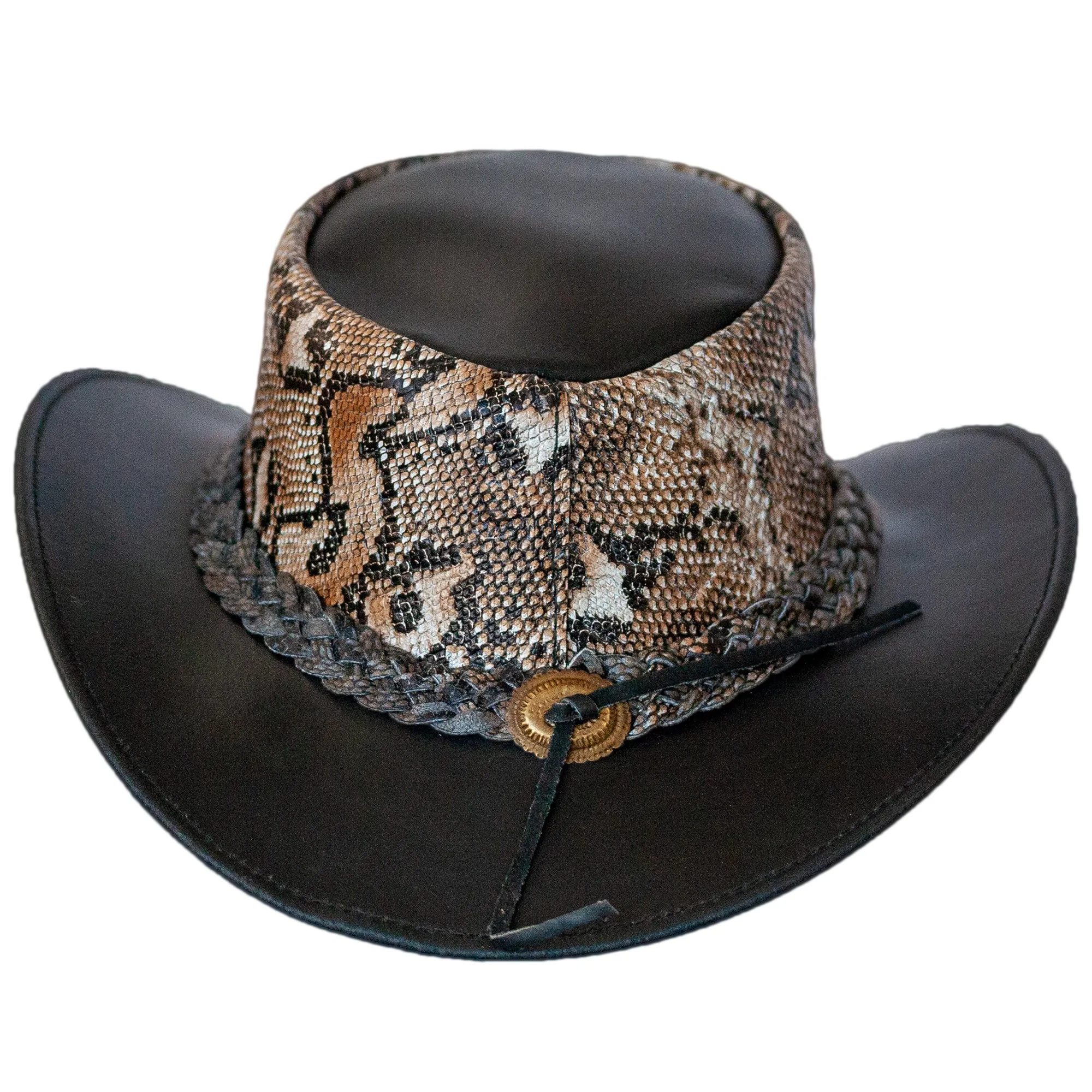 Monty Genuine Leather Outback Embossed Crocodile Cowboy Hat