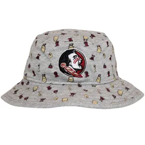 New Era Infant Seminole Logo Critter Design Bucket Cap - Grey