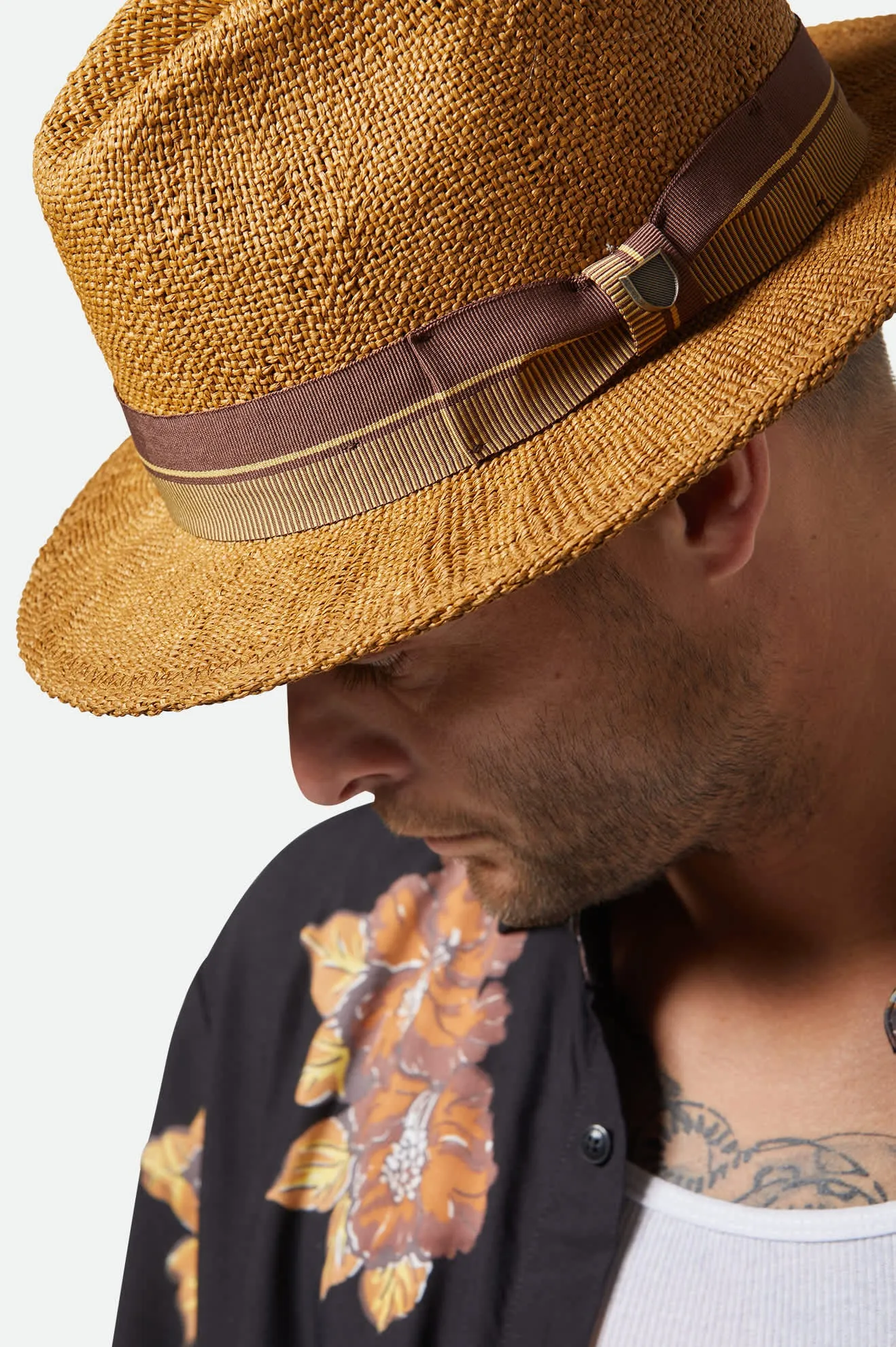 Roma Straw Fedora - Coffee