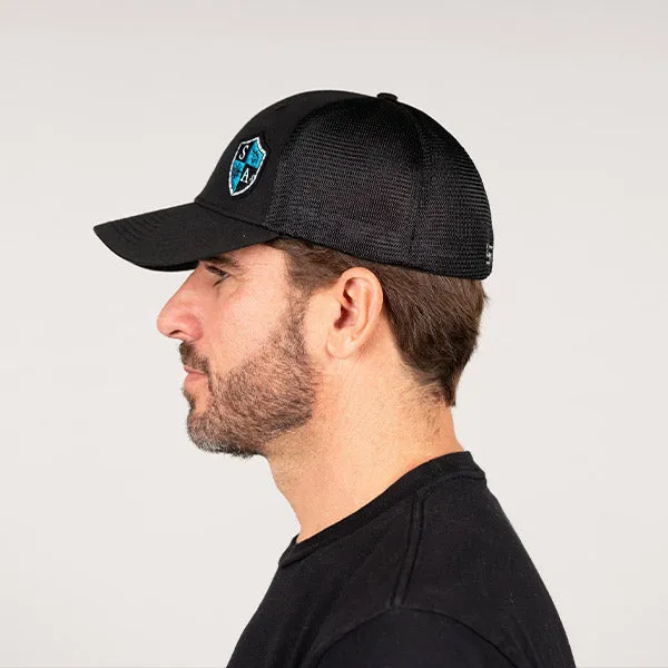 Stretch Fit Snap Hat | Blk/Blk | SA Blue Shield