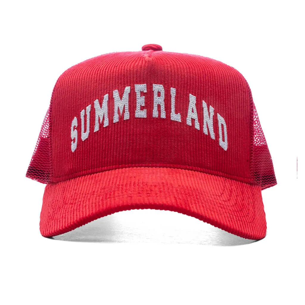 Summerland Corduroy Trucker Hat - Cherry