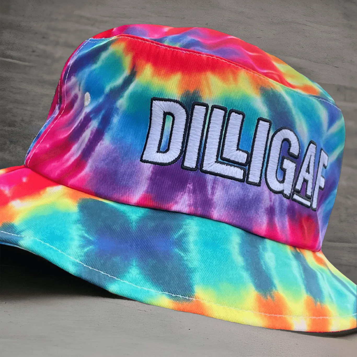 Tie Dye Multi Dilligaf Bucket Hat